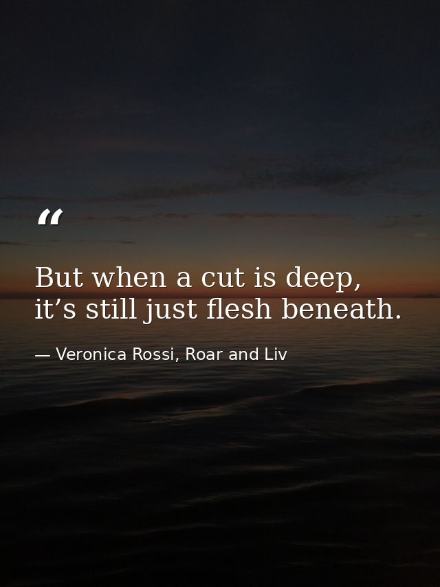 But when a cut is deep, it’s still just flesh beneath. — Veronica Rossi, Roar and Liv