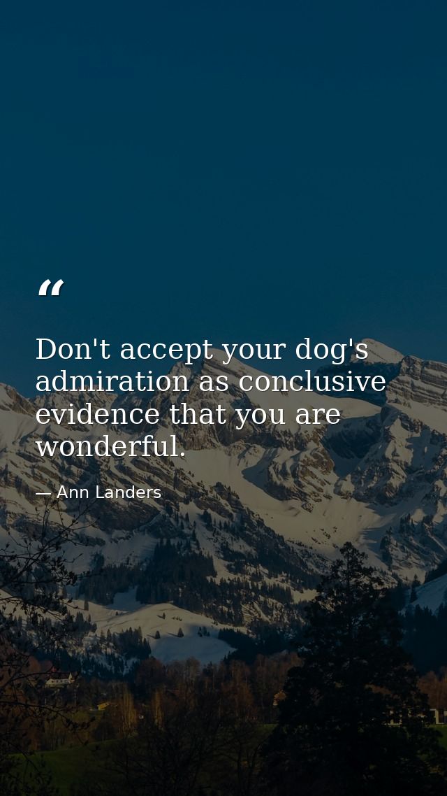 Don't accept your dog's admiration as conclusive evidence that you are wonderful. — Ann Landers