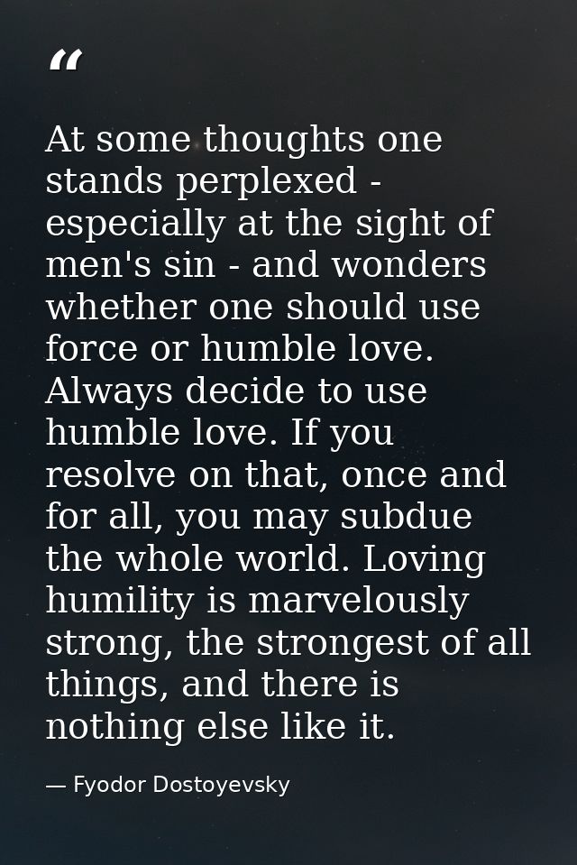 At some thoughts one stands perplexed - especially at the sight of men's sin - and wonders whether one should use force  — Fyodor Dostoyevsky