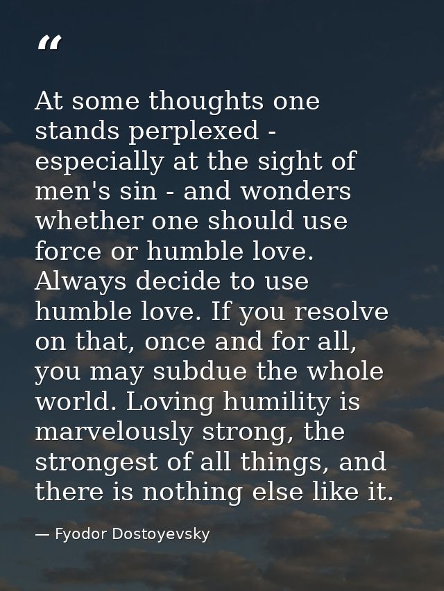 At some thoughts one stands perplexed - especially at the sight of men's sin - and wonders whether one should use force  — Fyodor Dostoyevsky