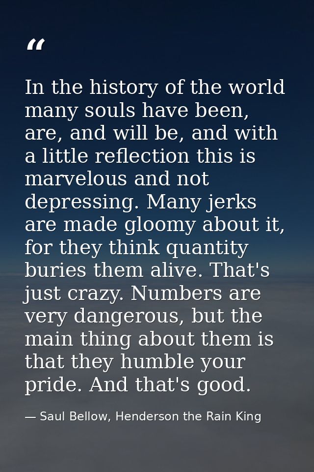 In the history of the world many souls have been, are, and will be, and with a little reflection this is marvelous and n — Saul Bellow, Henderson the Rain King
