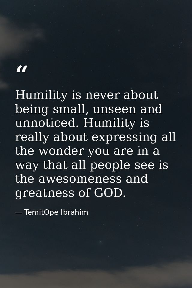Humility is never about being small, unseen and unnoticed. Humility is really about expressing all the wonder you are in — TemitOpe Ibrahim