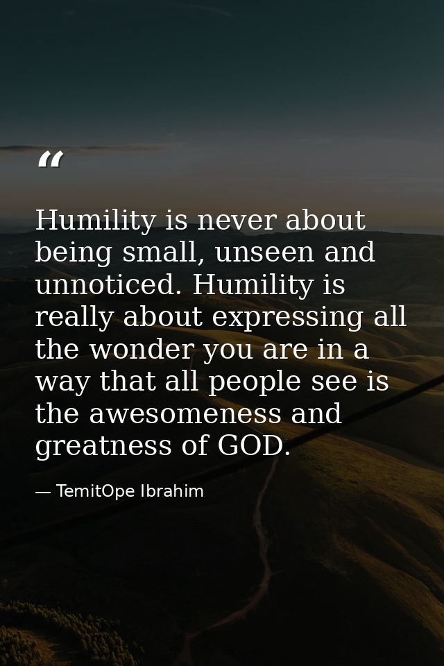 Humility is never about being small, unseen and unnoticed. Humility is really about expressing all the wonder you are in — TemitOpe Ibrahim
