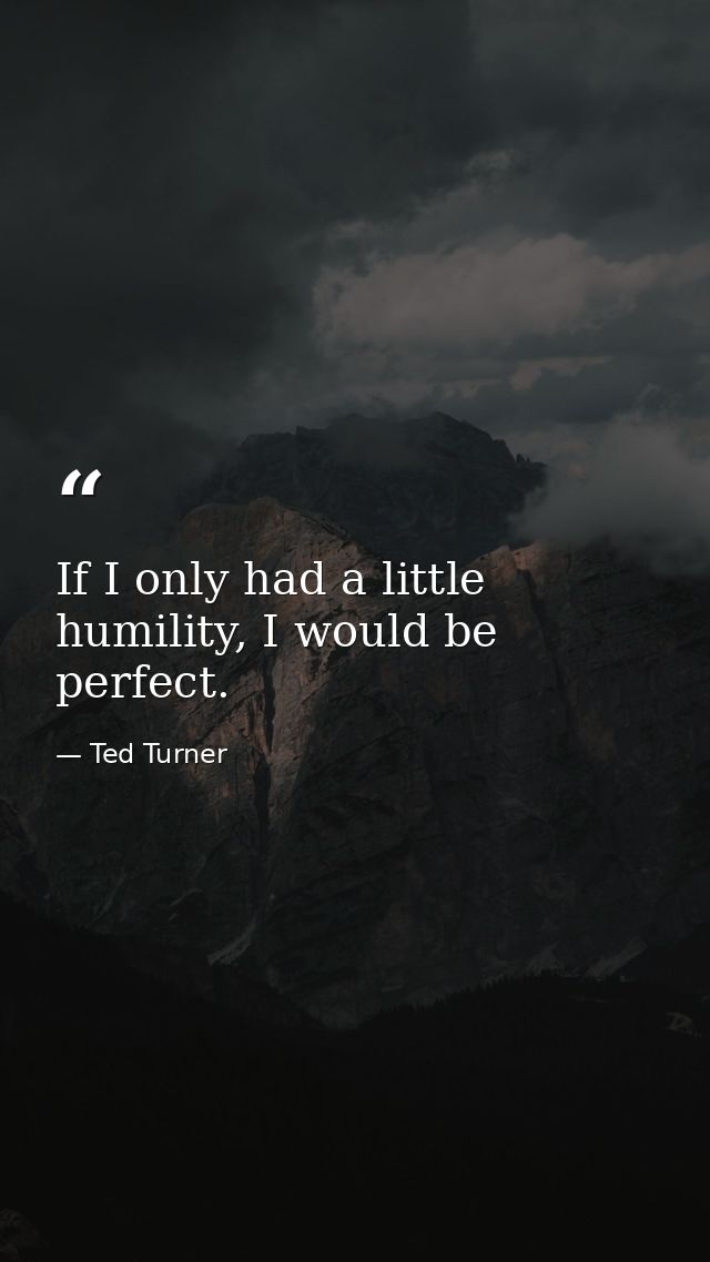 If I only had a little humility, I would be perfect. — Ted Turner