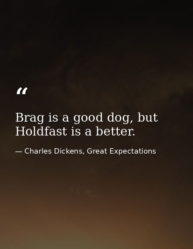 Brag is a good dog, but Holdfast is a better. — Charles Dickens, Great Expectations