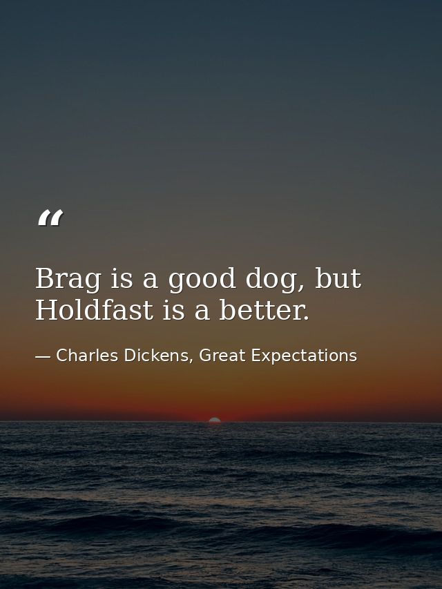 Brag is a good dog, but Holdfast is a better. — Charles Dickens, Great Expectations