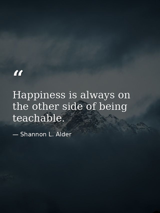 Happiness is always on the other side of being teachable. — Shannon L. Alder