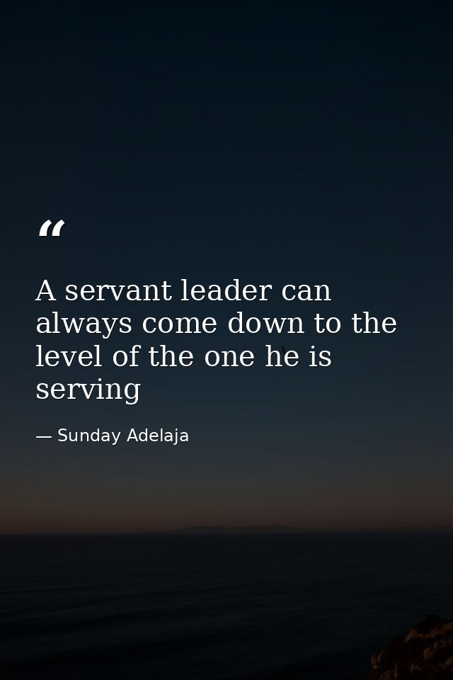 A servant leader can always come down to the level of the one he is serving — Sunday Adelaja