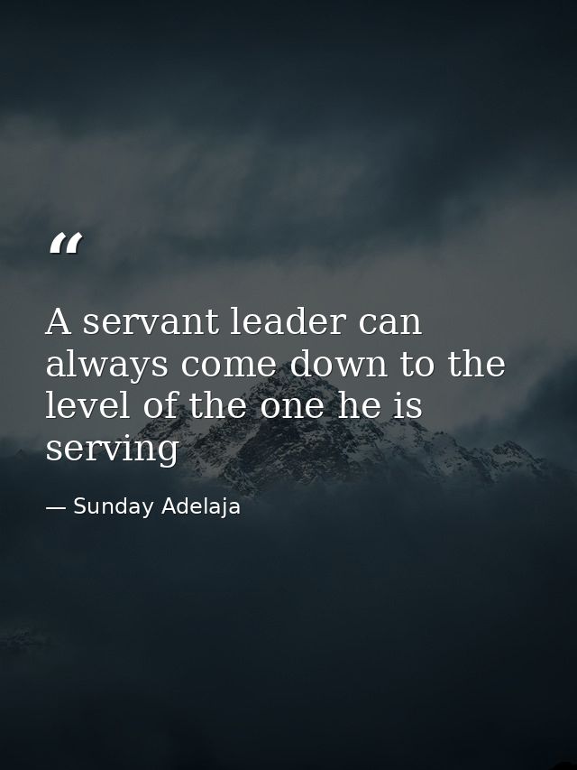 A servant leader can always come down to the level of the one he is serving — Sunday Adelaja