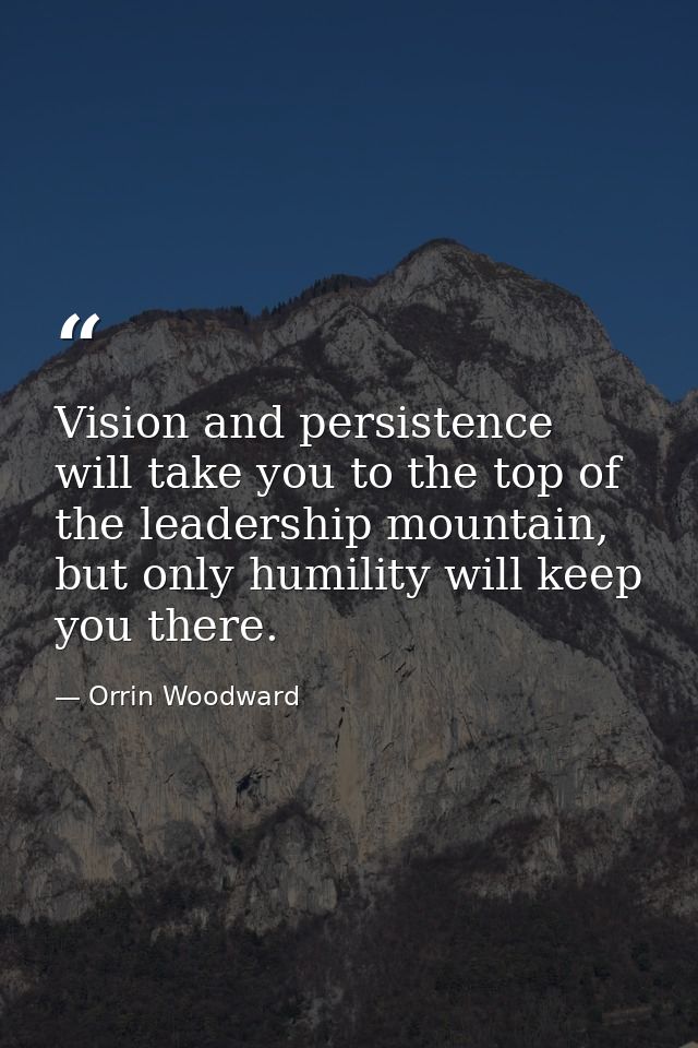 Vision and persistence will take you to the top of the leadership mountain, but only humility will keep you there. — Orrin Woodward