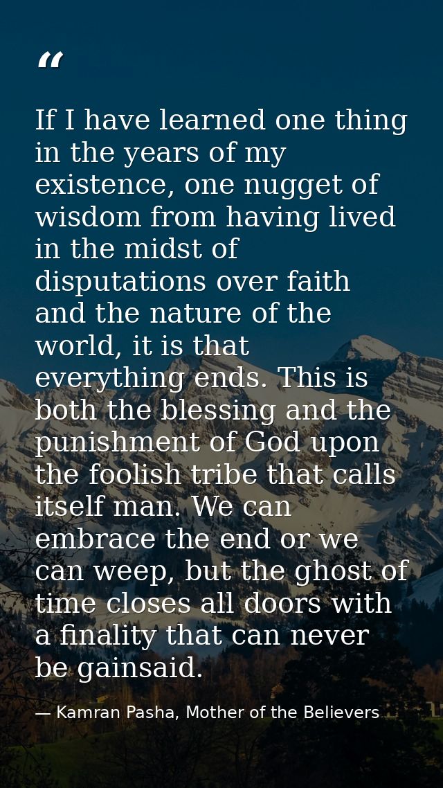 If I have learned one thing in the years of my existence, one nugget of wisdom from having lived in the midst of disputa — Kamran Pasha, Mother of the Believers