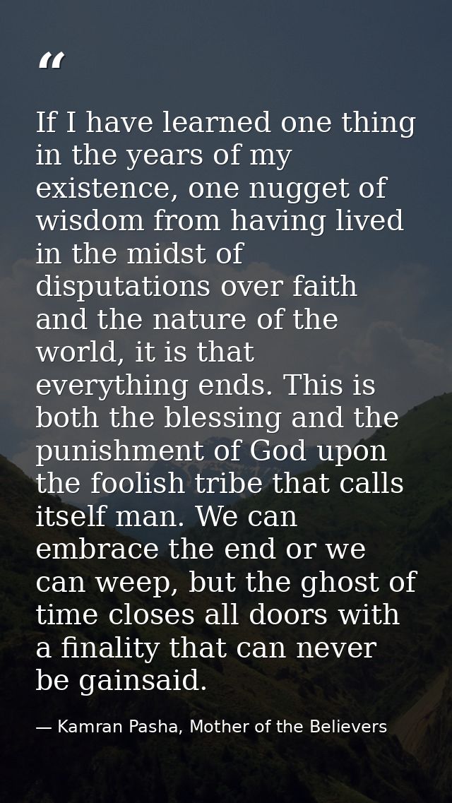 If I have learned one thing in the years of my existence, one nugget of wisdom from having lived in the midst of disputa — Kamran Pasha, Mother of the Believers