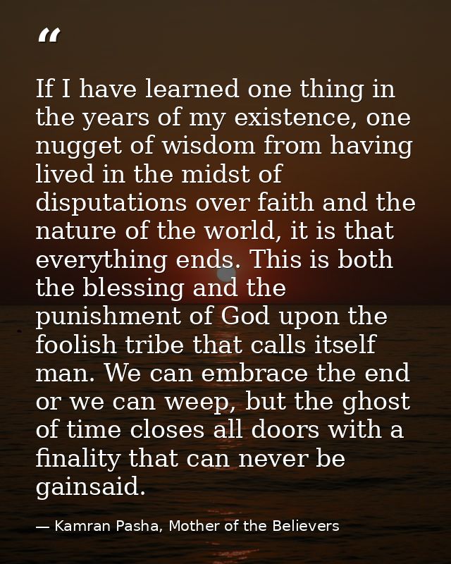 If I have learned one thing in the years of my existence, one nugget of wisdom from having lived in the midst of disputa — Kamran Pasha, Mother of the Believers