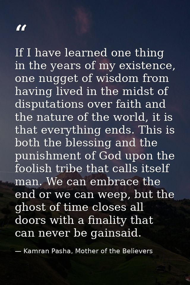 If I have learned one thing in the years of my existence, one nugget of wisdom from having lived in the midst of disputa — Kamran Pasha, Mother of the Believers