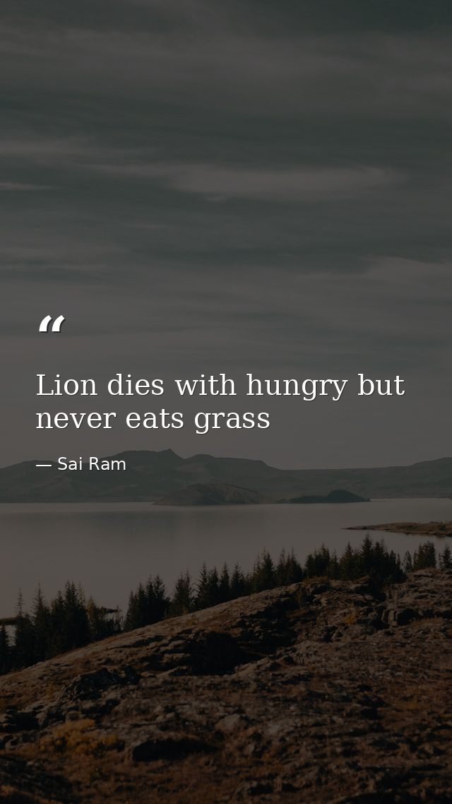 Lion dies with hungry but never eats grass — Sai Ram