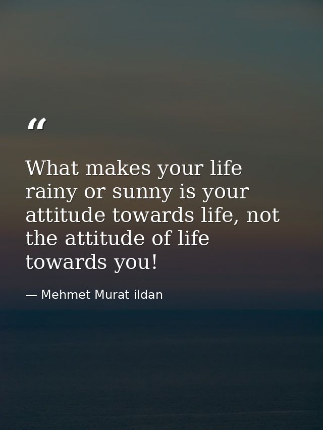 What makes your life rainy or sunny is your attitude towards life, not the attitude of life towards you! — Mehmet Murat ildan