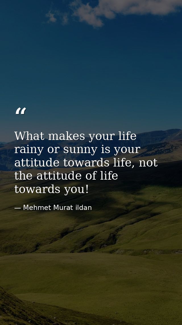 What makes your life rainy or sunny is your attitude towards life, not the attitude of life towards you! — Mehmet Murat ildan