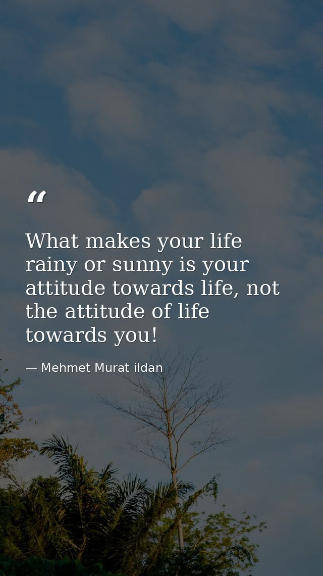 What makes your life rainy or sunny is your attitude towards life, not the attitude of life towards you! — Mehmet Murat ildan