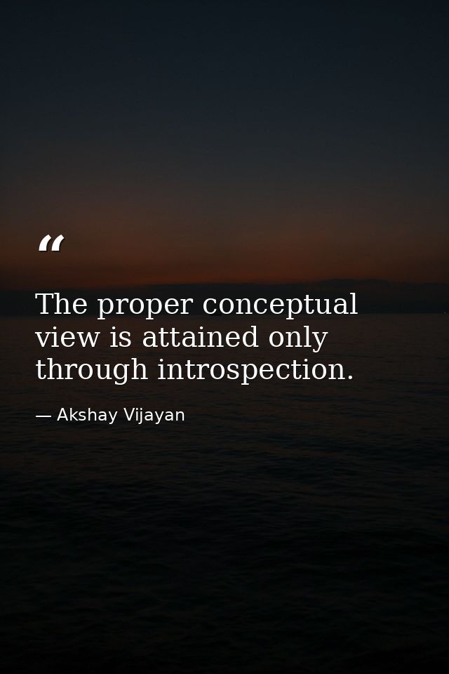 The proper conceptual view is attained only through introspection. — Akshay Vijayan
