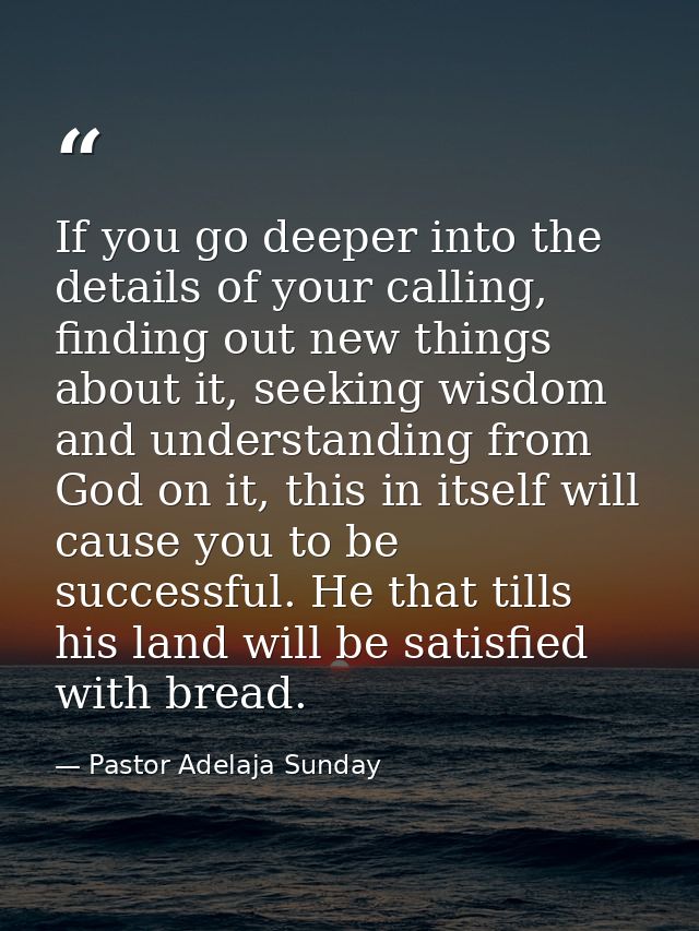 If you go deeper into the details of your calling, finding out new things about it, seeking wisdom and understanding fro — Pastor Adelaja Sunday