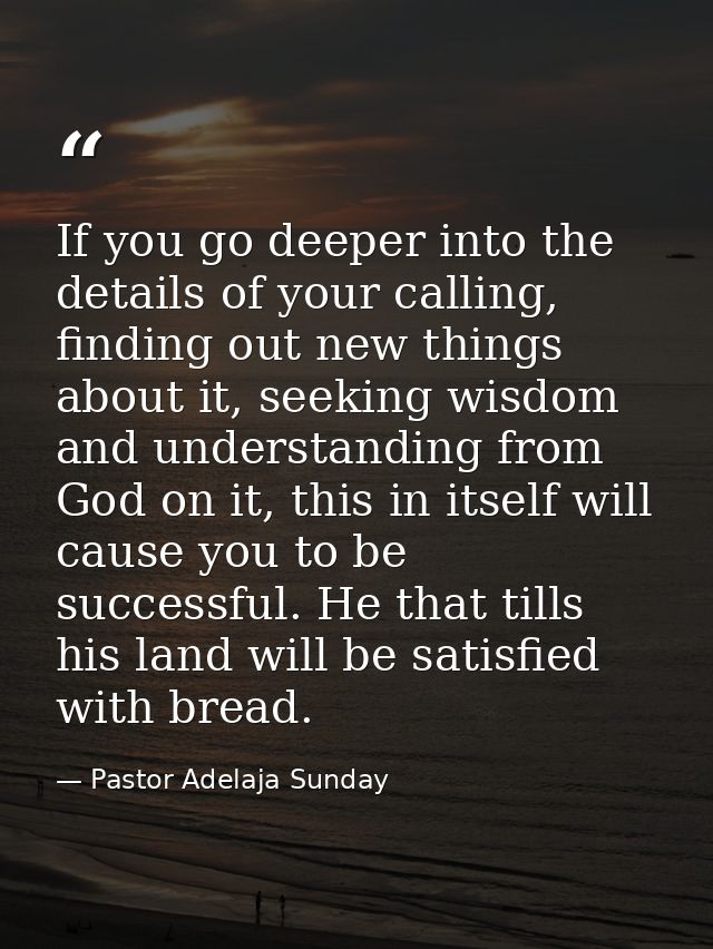 If you go deeper into the details of your calling, finding out new things about it, seeking wisdom and understanding fro — Pastor Adelaja Sunday