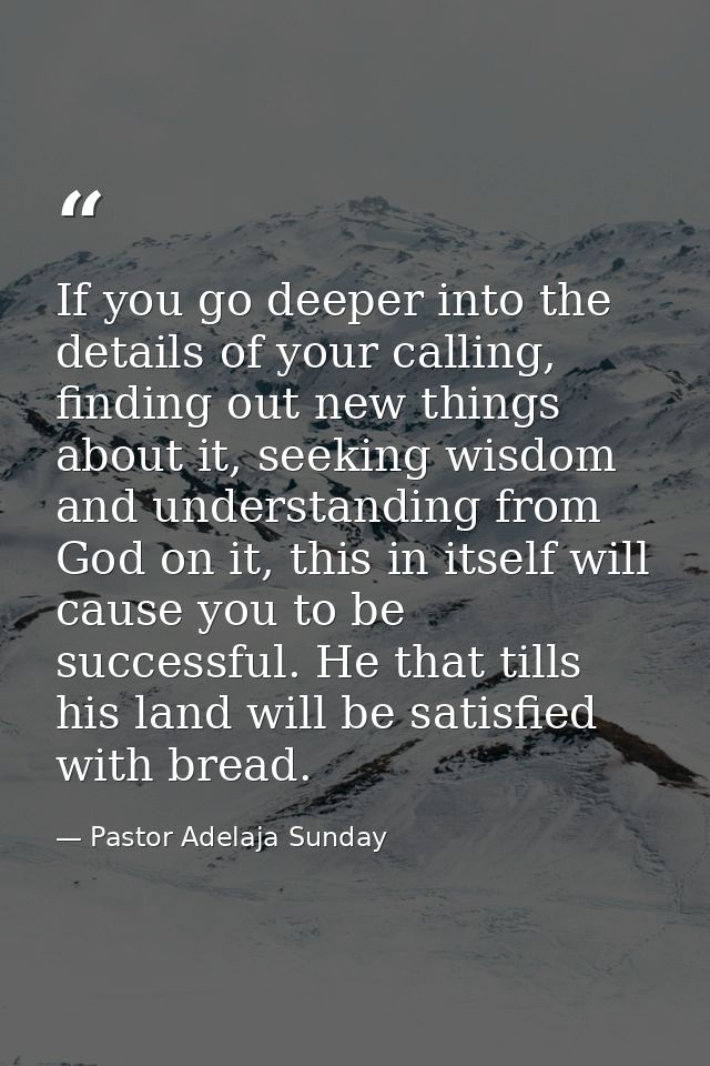 If you go deeper into the details of your calling, finding out new things about it, seeking wisdom and understanding fro — Pastor Adelaja Sunday