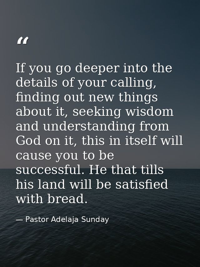If you go deeper into the details of your calling, finding out new things about it, seeking wisdom and understanding fro — Pastor Adelaja Sunday