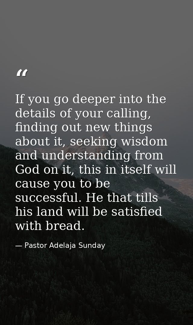 If you go deeper into the details of your calling, finding out new things about it, seeking wisdom and understanding fro — Pastor Adelaja Sunday