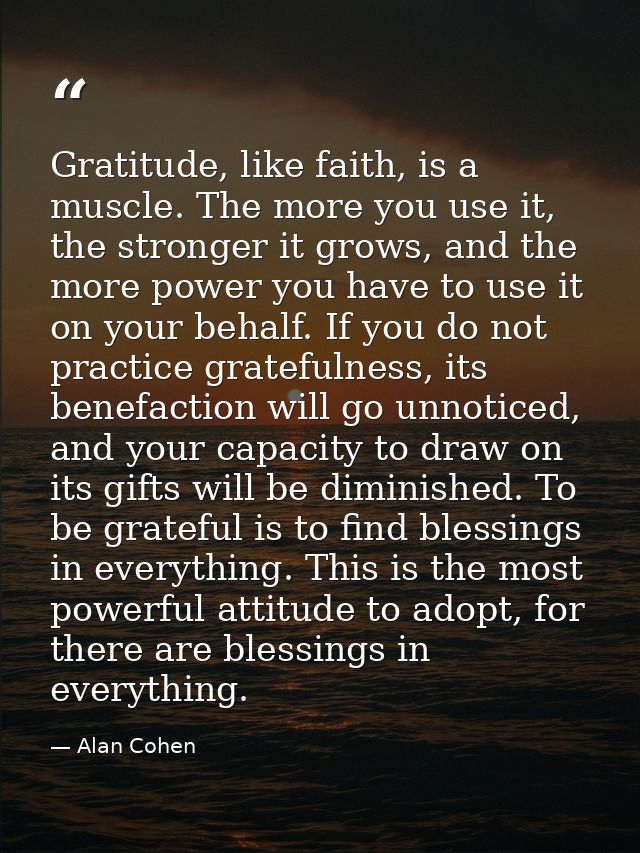 Gratitude, like faith, is a muscle. The more you use it, the stronger it grows, and the more power you have to use it on — Alan Cohen