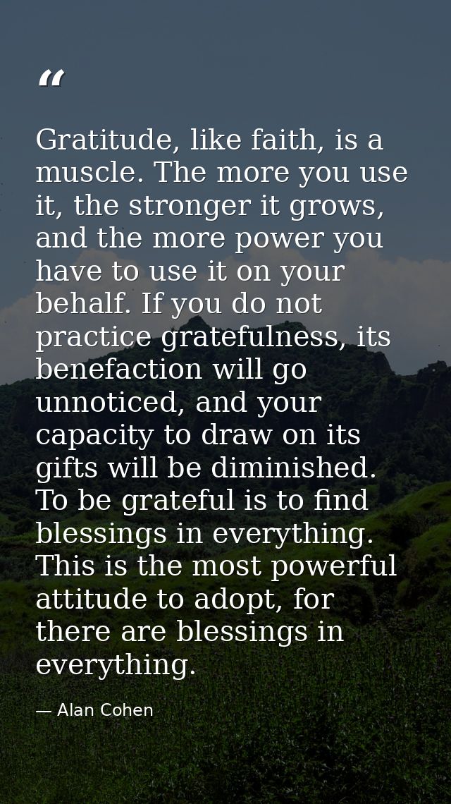 Gratitude, like faith, is a muscle. The more you use it, the stronger it grows, and the more power you have to use it on — Alan Cohen