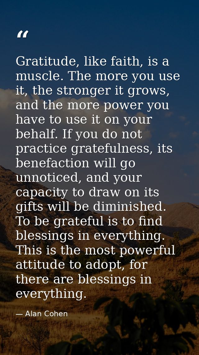 Gratitude, like faith, is a muscle. The more you use it, the stronger it grows, and the more power you have to use it on — Alan Cohen