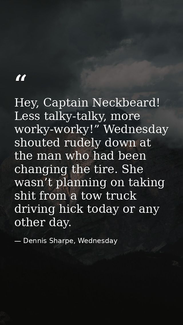Hey, Captain Neckbeard! Less talky-talky, more worky-worky!” Wednesday shouted rudely down at the man who had been chang — Dennis Sharpe, Wednesday