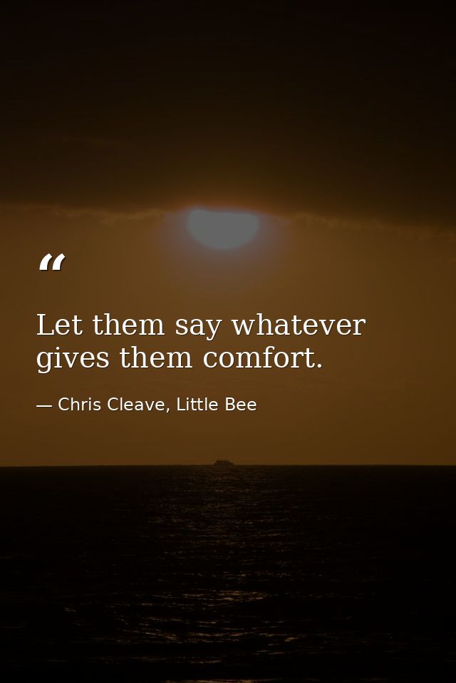 Let them say whatever gives them comfort. — Chris Cleave, Little Bee