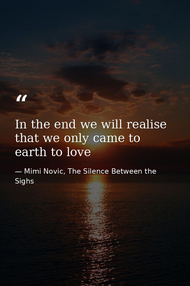 In the end we will realise that we only came to earth to love — Mimi Novic, The Silence Between the Sighs