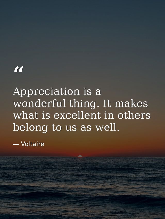 Appreciation is a wonderful thing. It makes what is excellent in others belong to us as well. — Voltaire