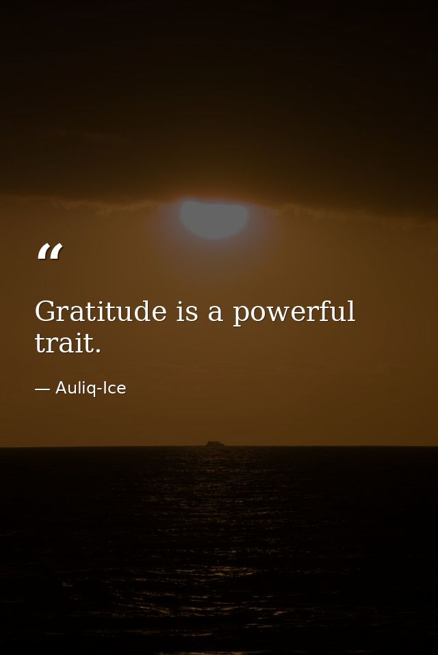 Gratitude is a powerful trait. — Auliq-Ice