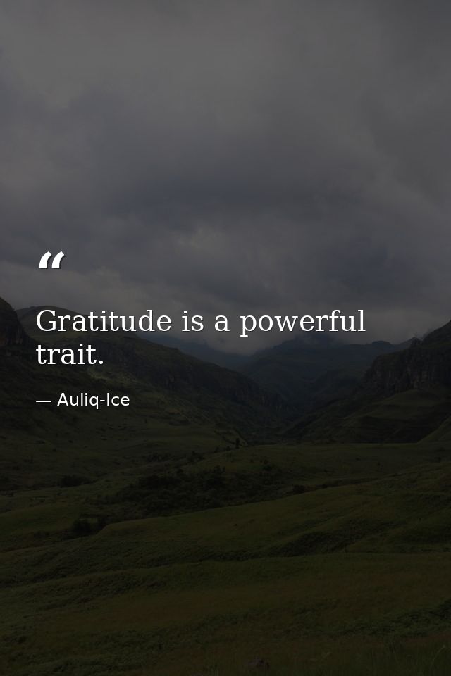 Gratitude is a powerful trait. — Auliq-Ice
