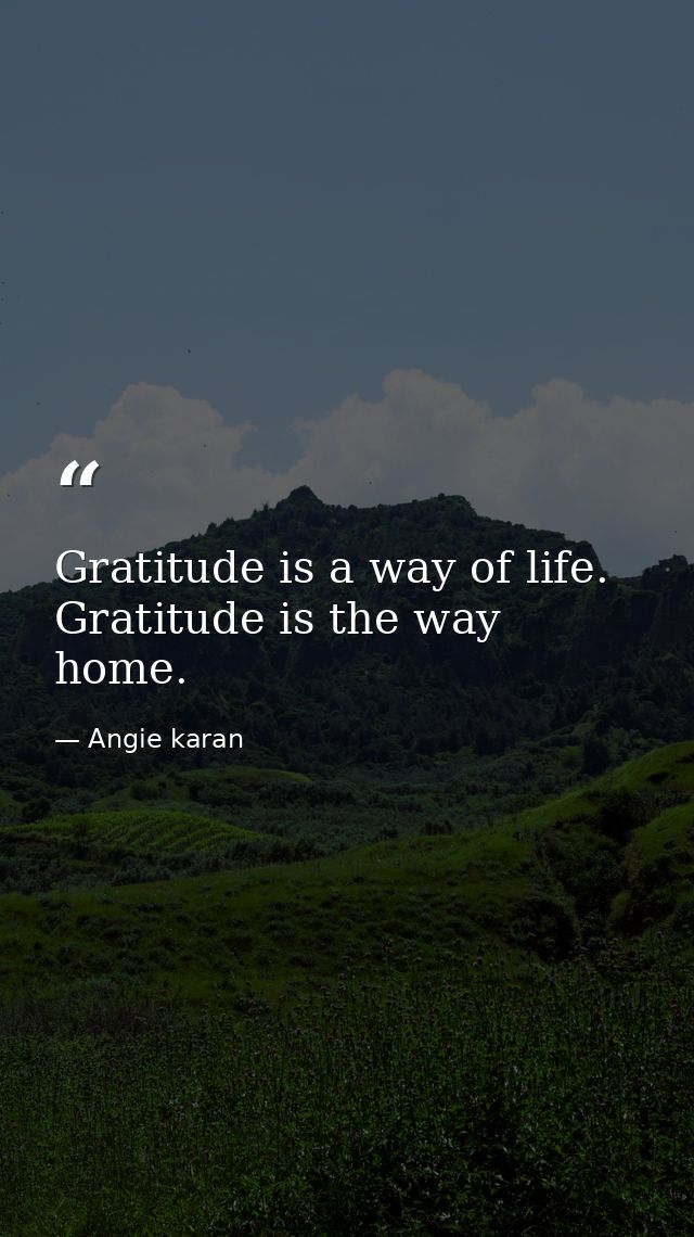 Gratitude is a way of life. Gratitude is the way home. — Angie karan