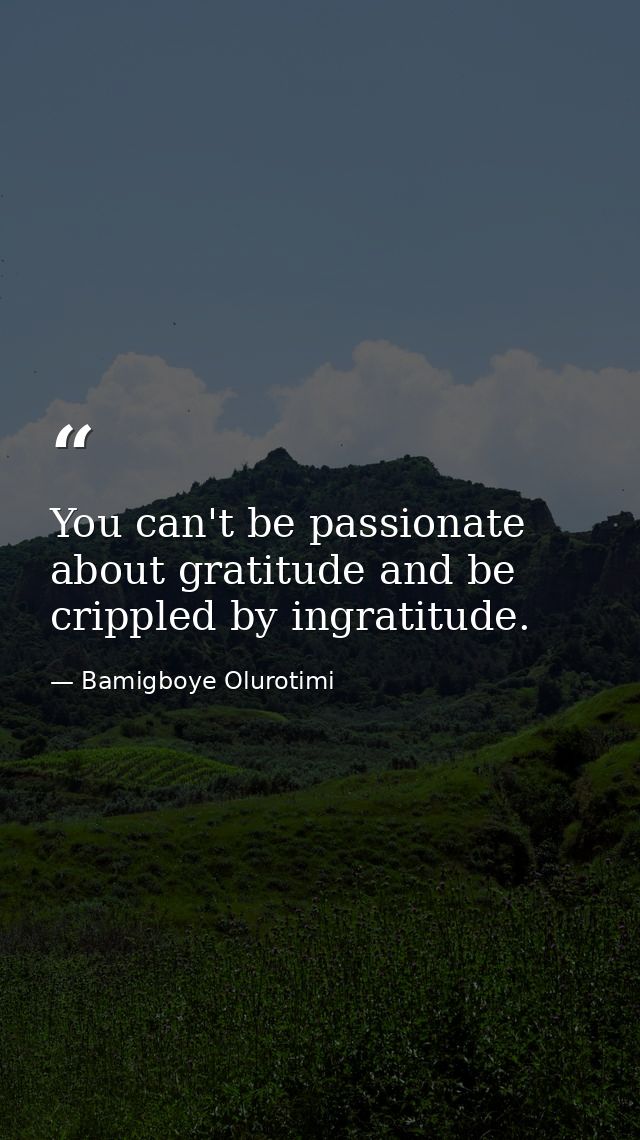 You can't be passionate about gratitude and be crippled by ingratitude. — Bamigboye Olurotimi