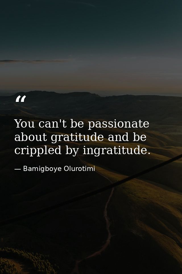You can't be passionate about gratitude and be crippled by ingratitude. — Bamigboye Olurotimi