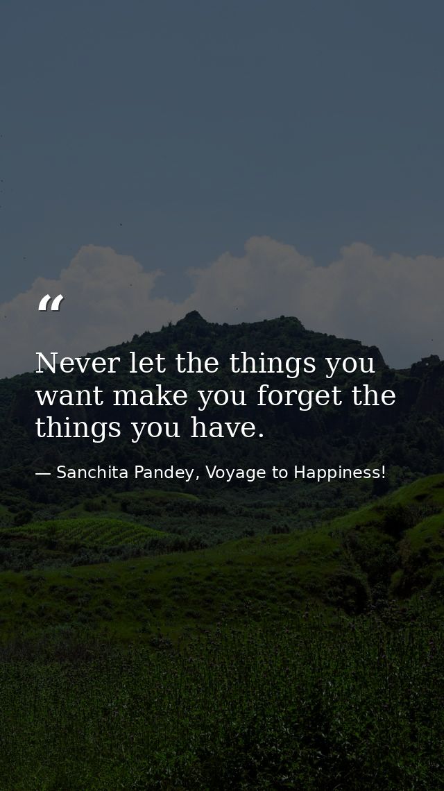 Never let the things you want make you forget the things you have. — Sanchita Pandey, Voyage to Happiness!