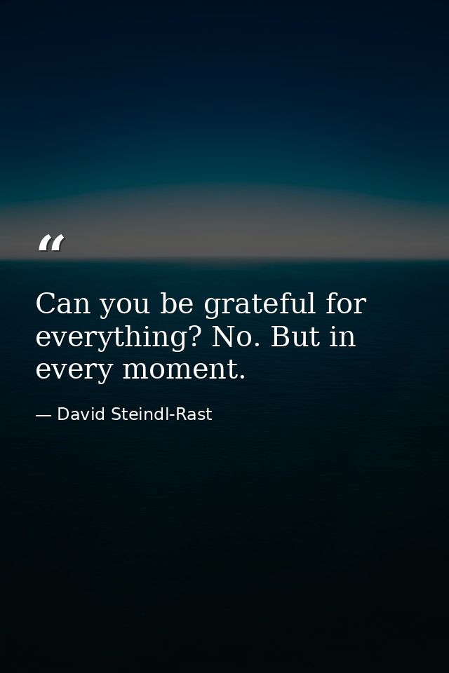 Can you be grateful for everything? No. But in every moment. — David Steindl-Rast