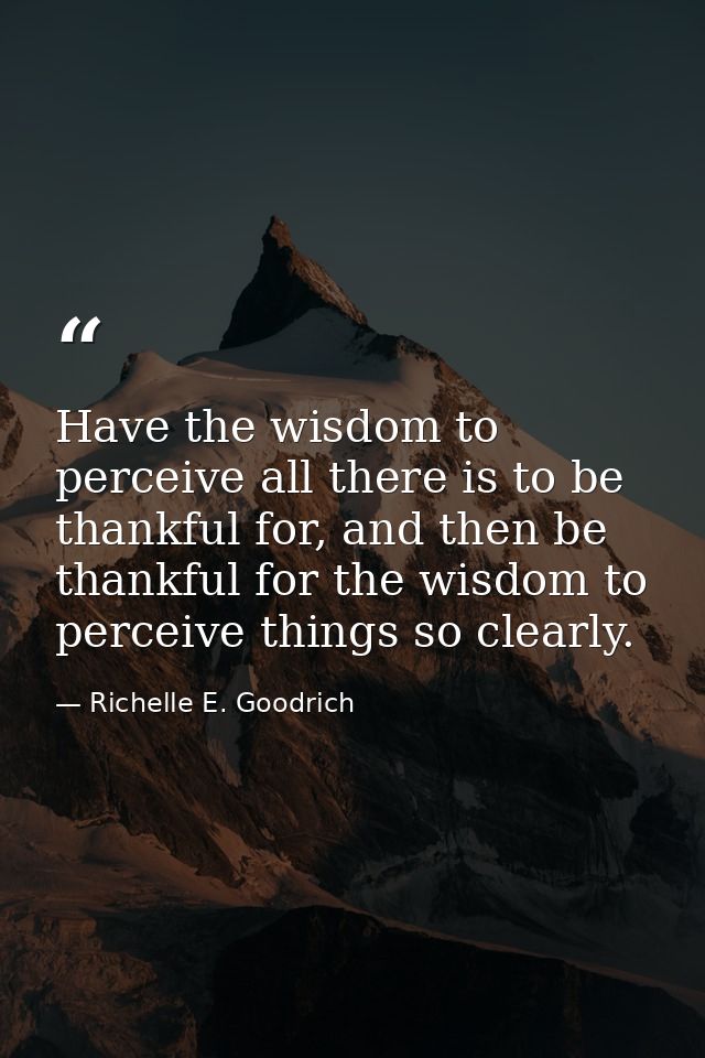 Have the wisdom to perceive all there is to be thankful for, and then be thankful for the wisdom to perceive things so c — Richelle E. Goodrich