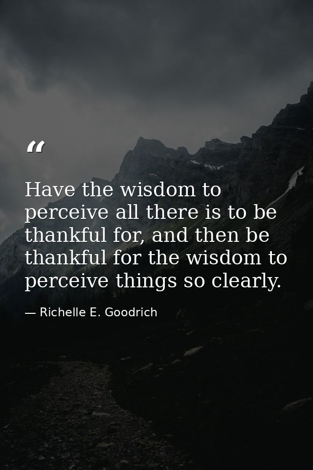 Have the wisdom to perceive all there is to be thankful for, and then be thankful for the wisdom to perceive things so c — Richelle E. Goodrich