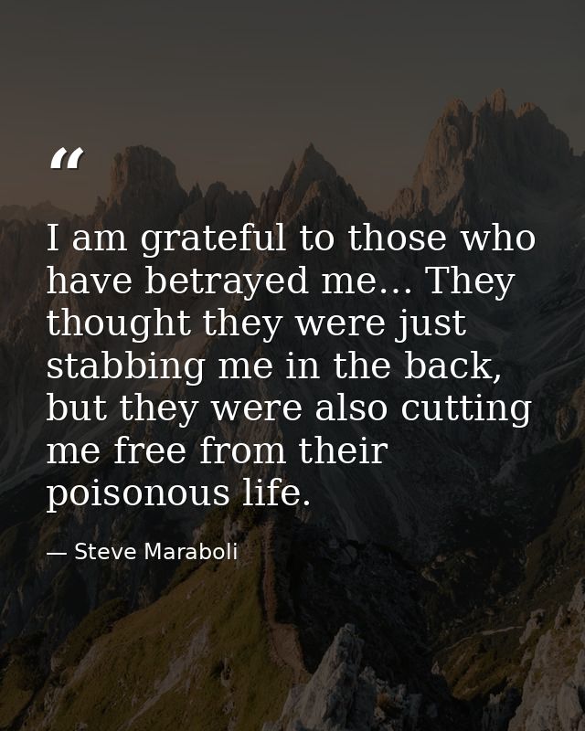 I am grateful to those who have betrayed me… They thought they were just stabbing me in the back, but they were also cut — Steve Maraboli