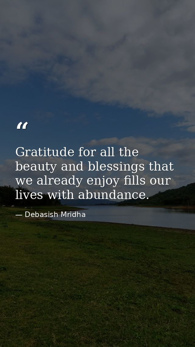 Gratitude for all the beauty and blessings that we already enjoy fills our lives with abundance. — Debasish Mridha