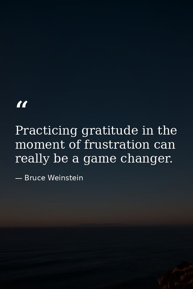 Practicing gratitude in the moment of frustration can really be a game changer. — Bruce Weinstein