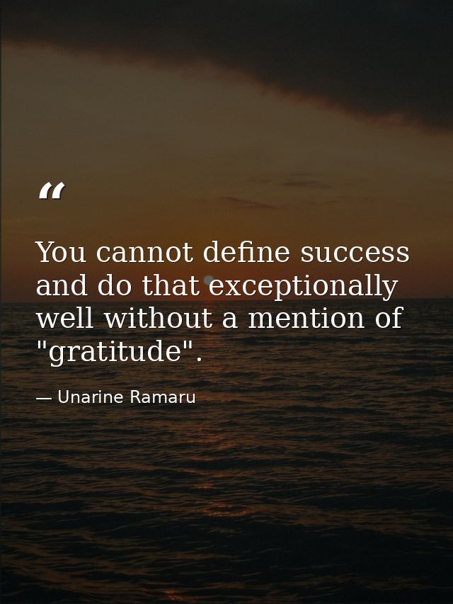 You cannot define success and do that exceptionally well without a mention of "gratitude". — Unarine Ramaru