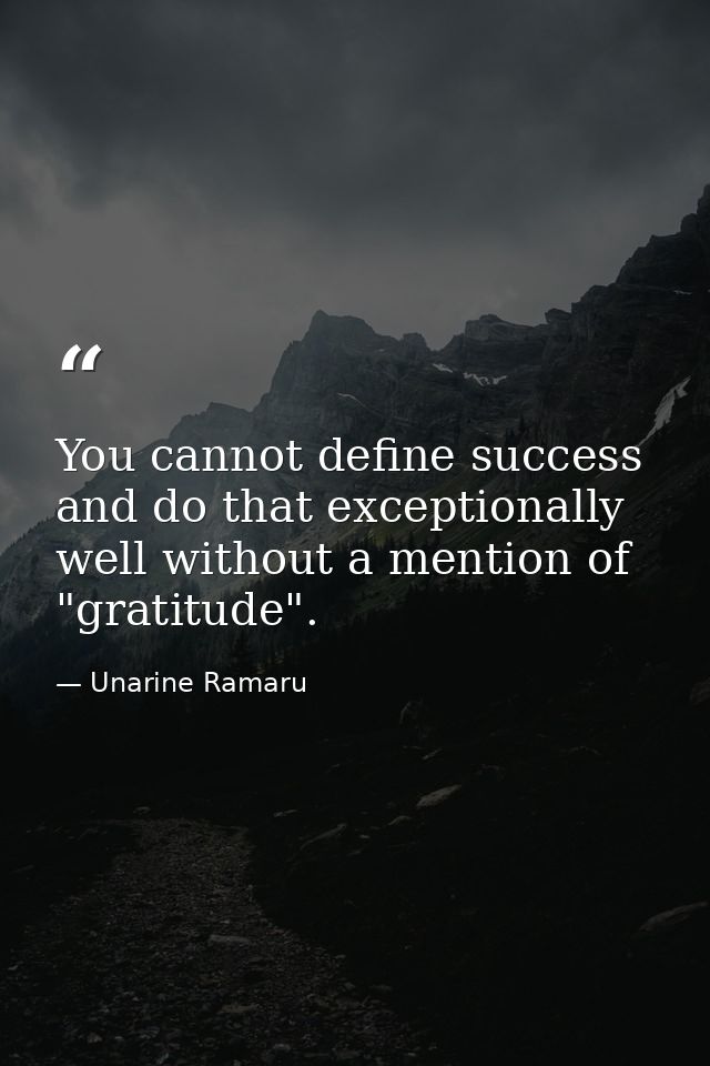 You cannot define success and do that exceptionally well without a mention of "gratitude". — Unarine Ramaru