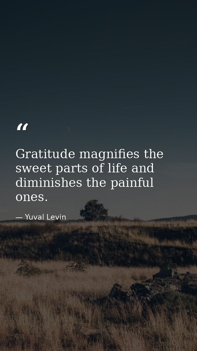 Gratitude magnifies the sweet parts of life and diminishes the painful ones. — Yuval Levin